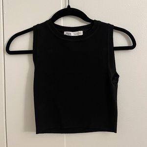 Zara High Neck Cropped Tank Top